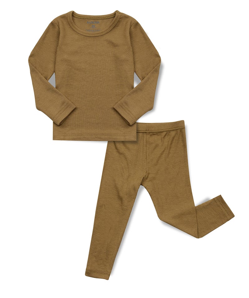 AVAUMA Baby Boys Girls Pajama Set Kids Toddler Snug fit Ribbed Sleepwear pjs for Daily Life Style (M/Olive(L)) - Image 1